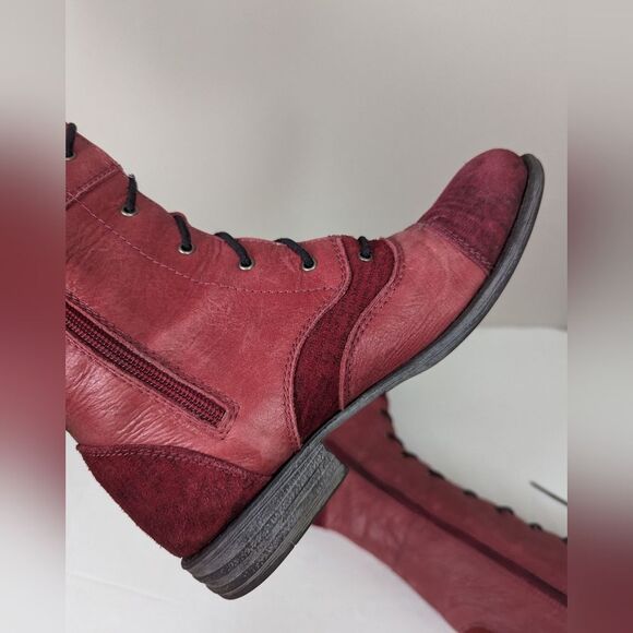 Portofino Italy Red Leather Lace-Up Tall Boots Women’s 37 - Picture 10 of 12